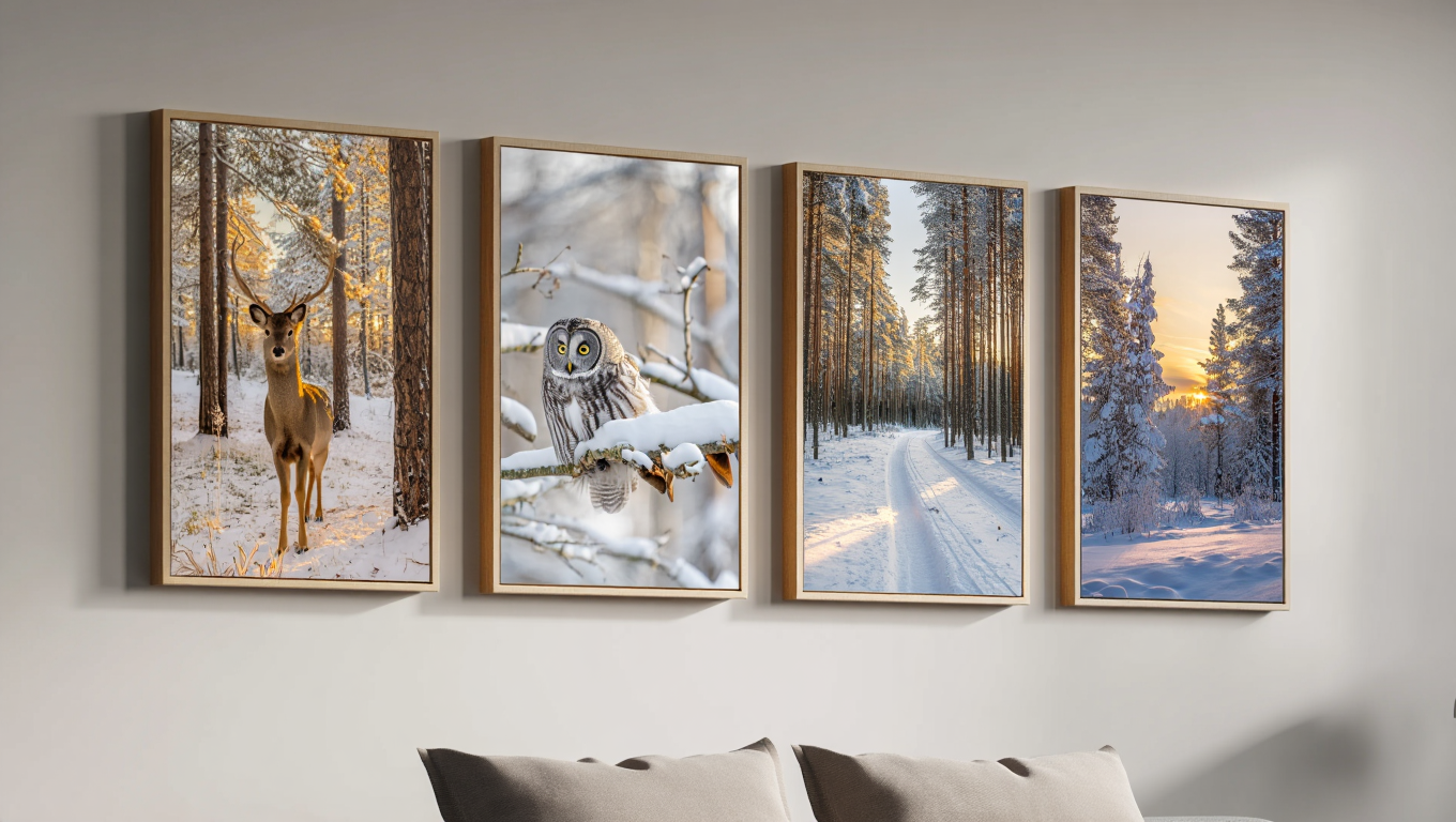 Nordic Winter Forest Gallery – Set of 4