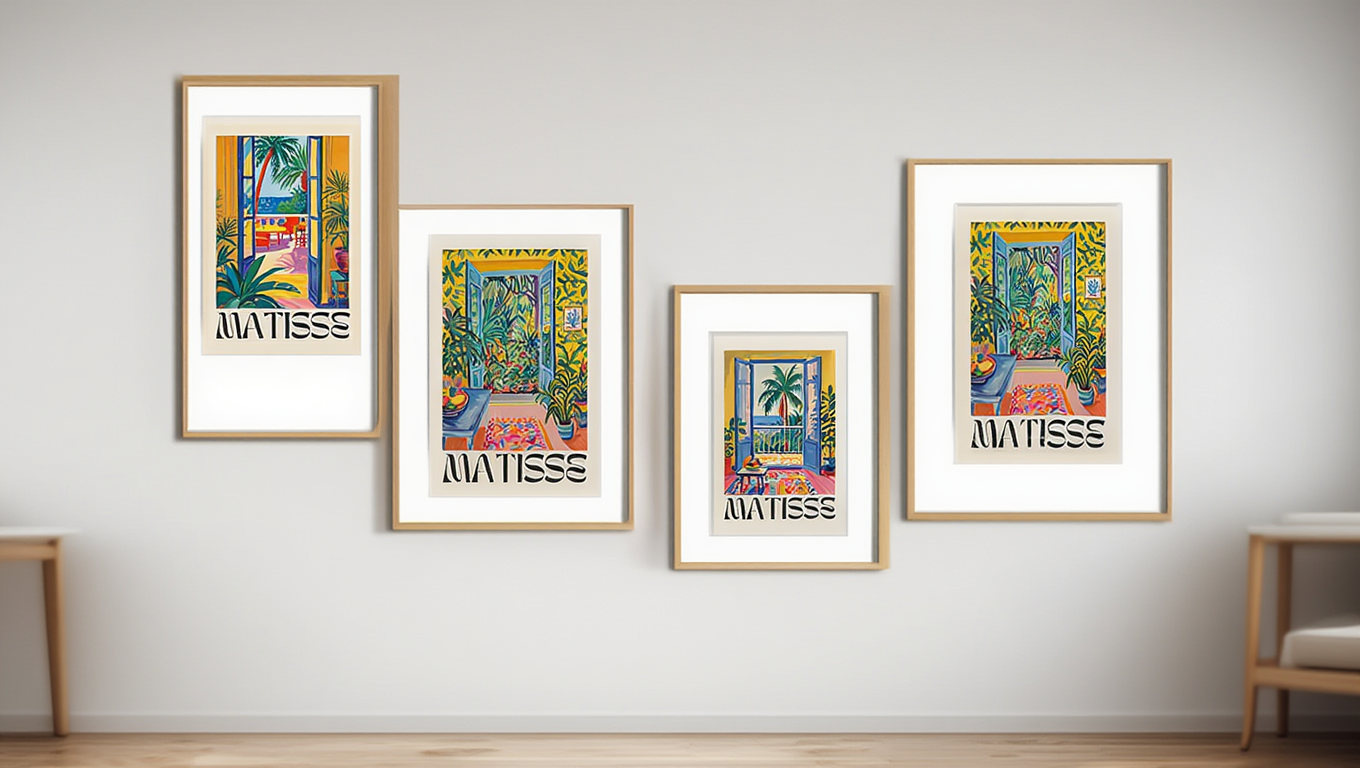 Matisse Tropical Interior Art Print  – 4 Colorful Modern Prints | Gallery Wall Décor for Living Room, Bedroom & Office