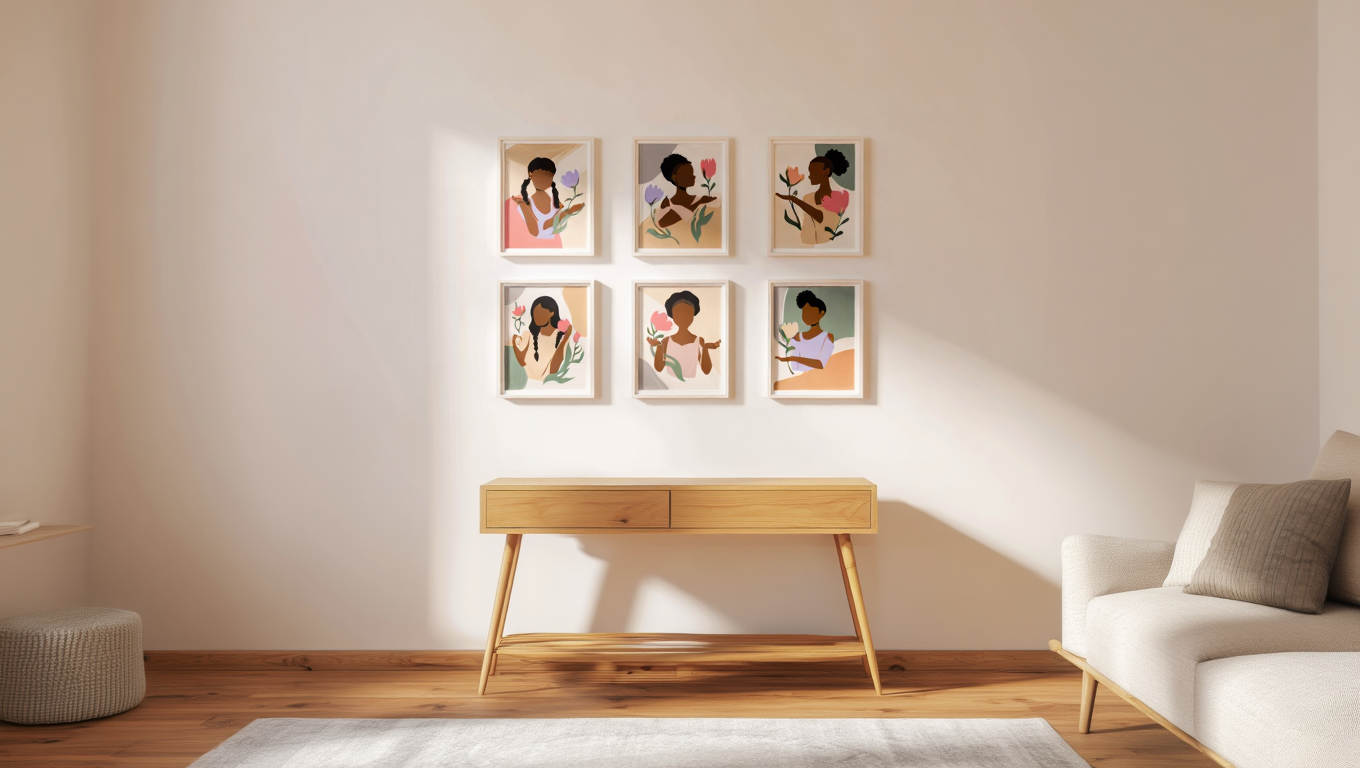 Floral Black Girl Collection – Set of 6 Art Prints