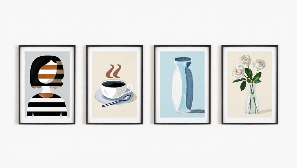 Modern Coffee & Vase Abstract Collection – Set of 4