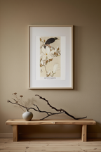 Myna on Magnolia – Ohara Koson Poster | Japanese Nature Art Print - Hakyarts
