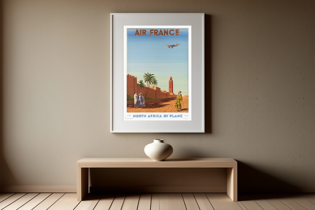 Vintage Air France Travel Poster – North Africa by Plane by Maurice Guiraud-Rivière, 1935