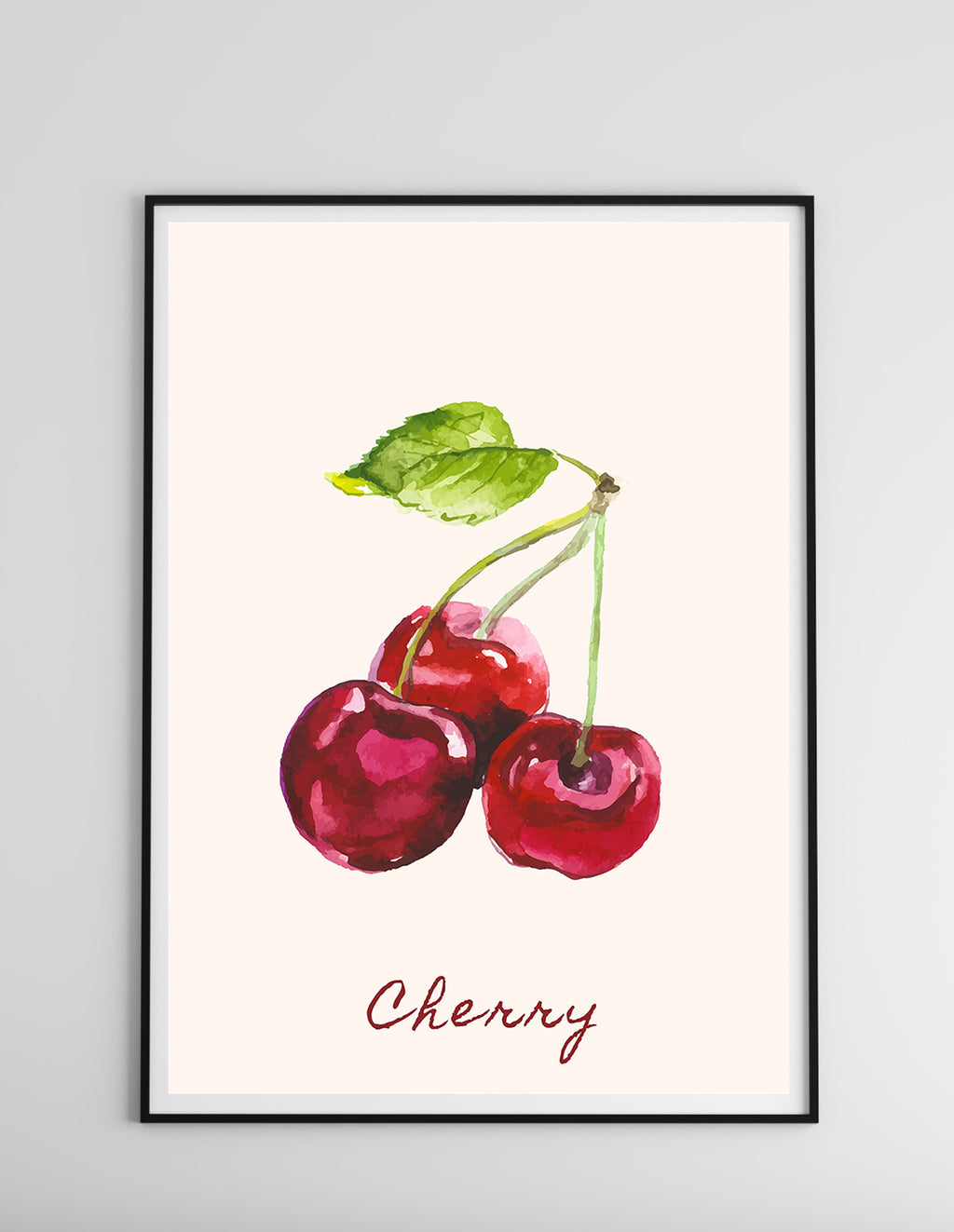 Retro Red Cherry Illustration Poster