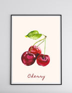 Retro Red Cherry Illustration Poster