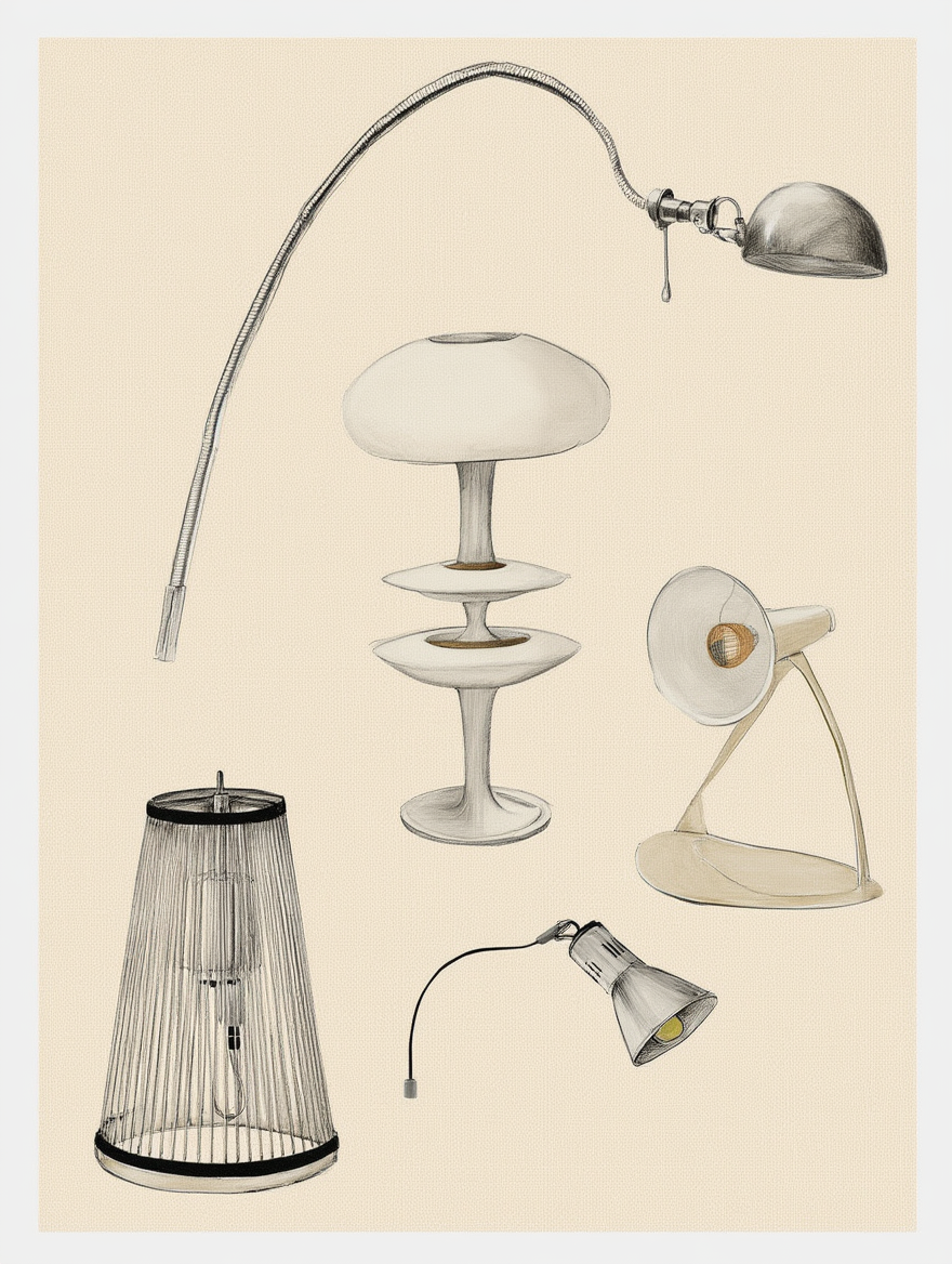 Home Interior Lampshades Designs Art Print – Minimalist Home Décor Illustration