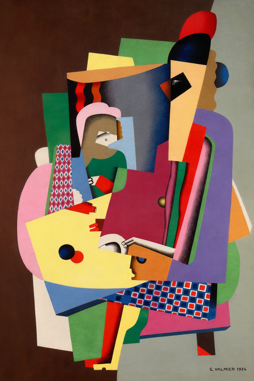 The Piano Lesson (1924) by Georges Valmier – Cubist Modern Art Print