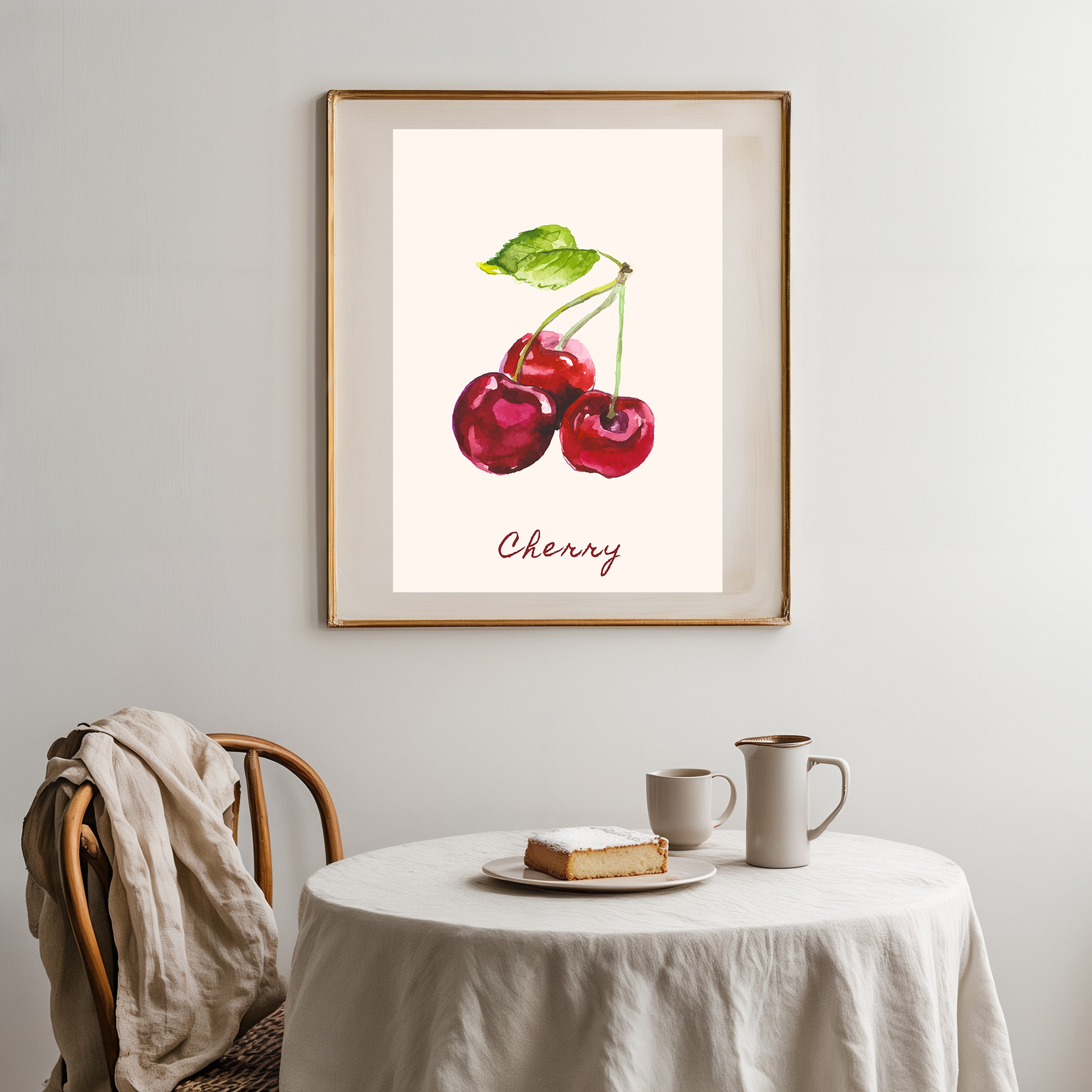 Retro Red Cherry Illustration Poster