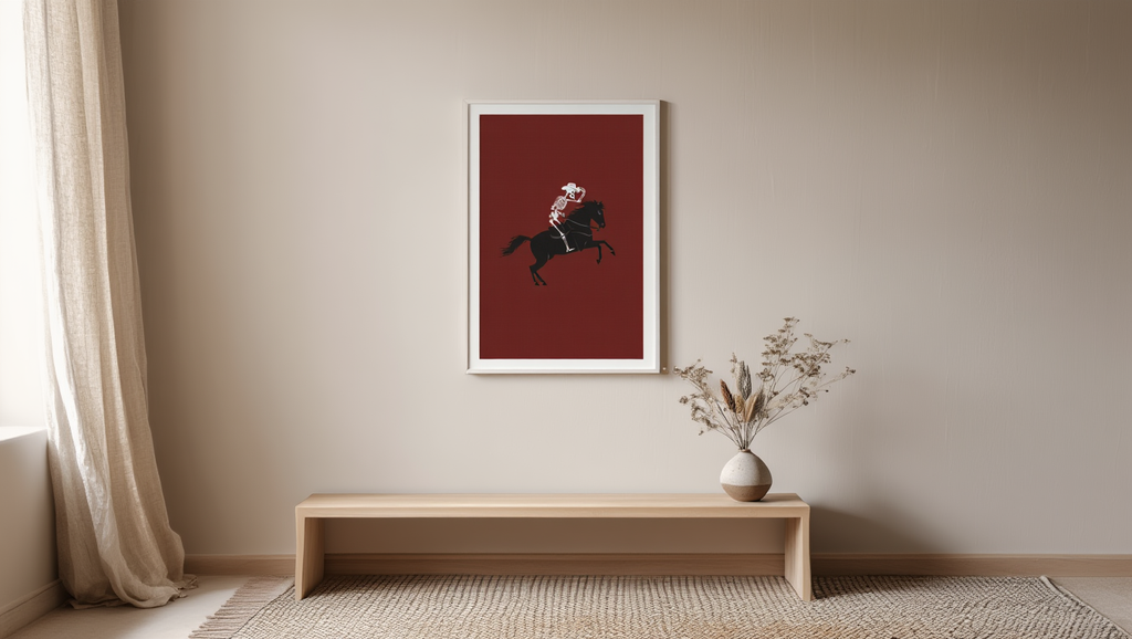 Skeleton Riding Dark Horse –  Art Print