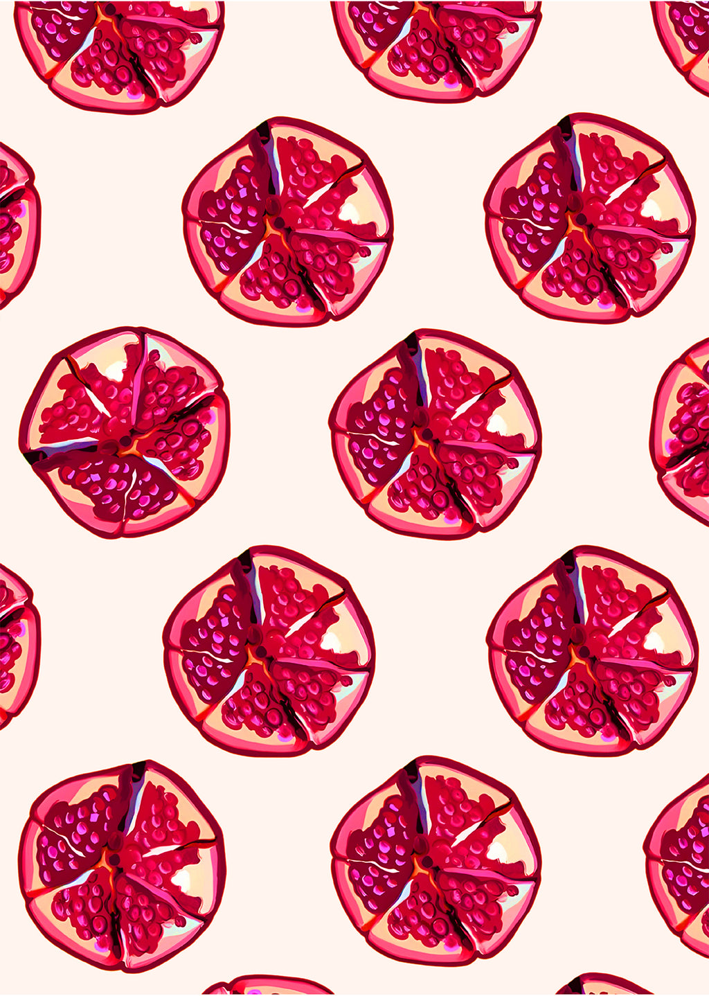 Red Pomegranate Pattern Fruit Print Poster