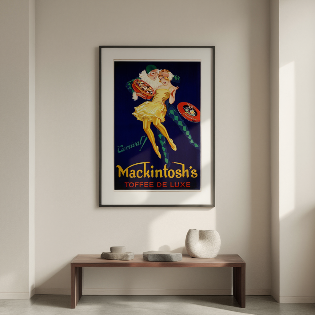 Carnival! Mackintosh’s Toffee de Luxe by Jean d’Ylen – Art Deco Advertising Poster Print - Hakyarts
