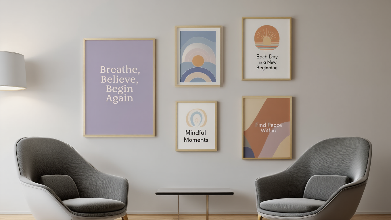 Mental Health Wall Art – Counselor Office Set of 5