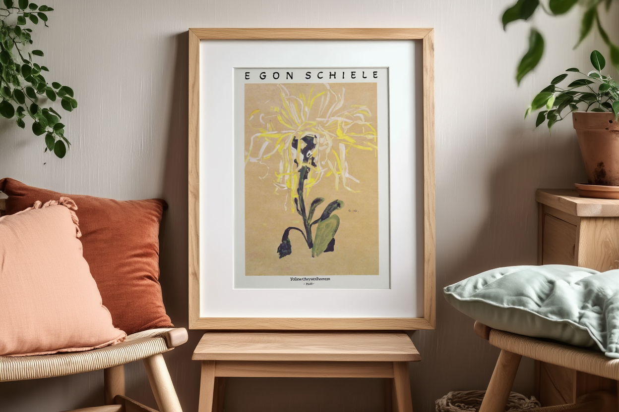 Yellow Chrysanthemum (1910) by Egon Schiele – Expressionist Art Print