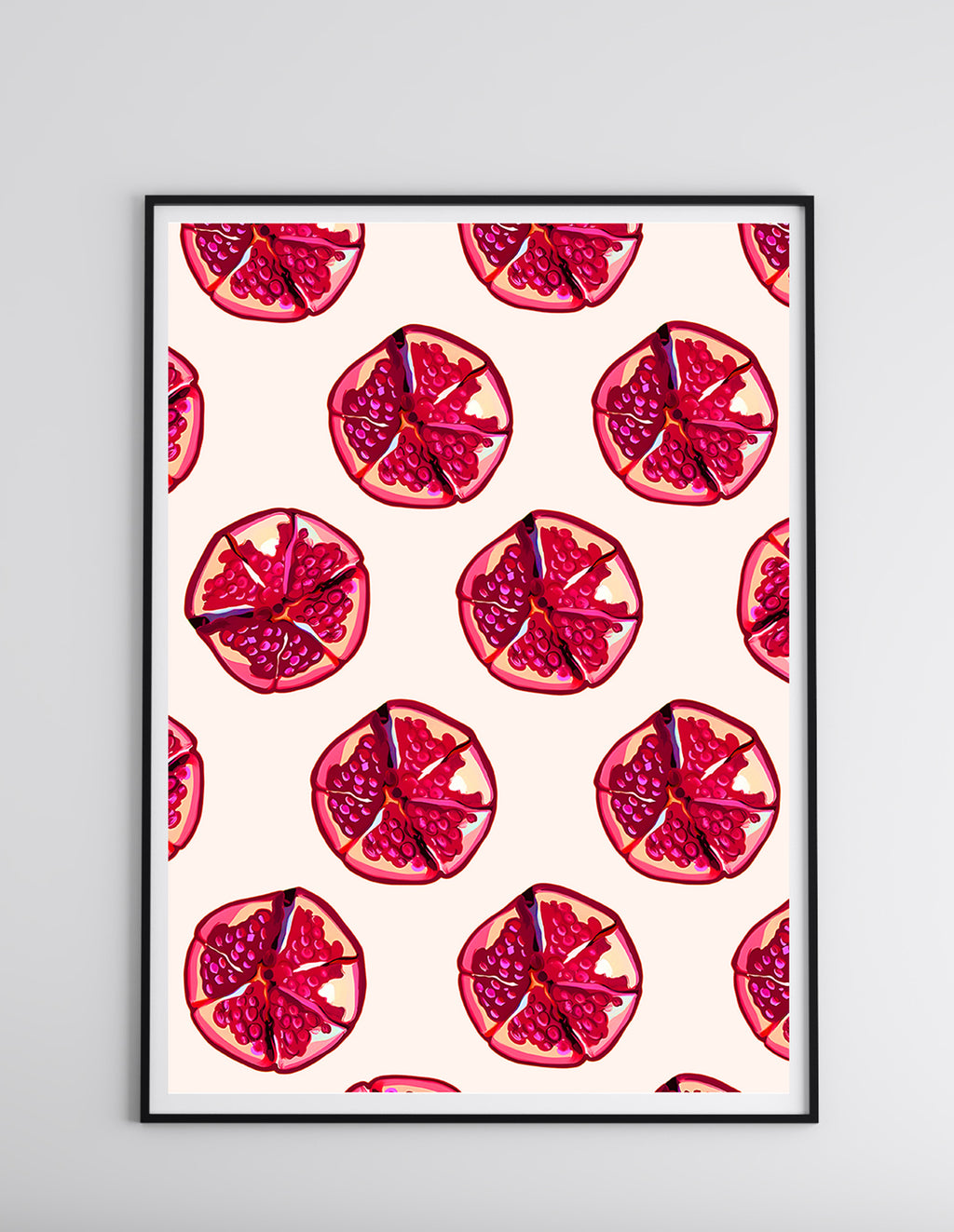 Red Pomegranate Pattern Fruit Print Poster