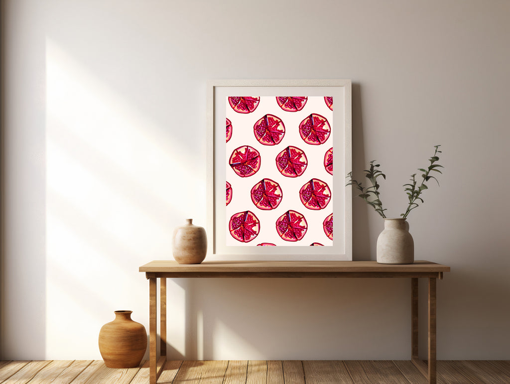 Red Pomegranate Pattern Fruit Print Poster