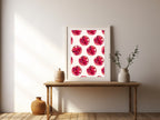 Red Pomegranate Pattern Fruit Print Poster