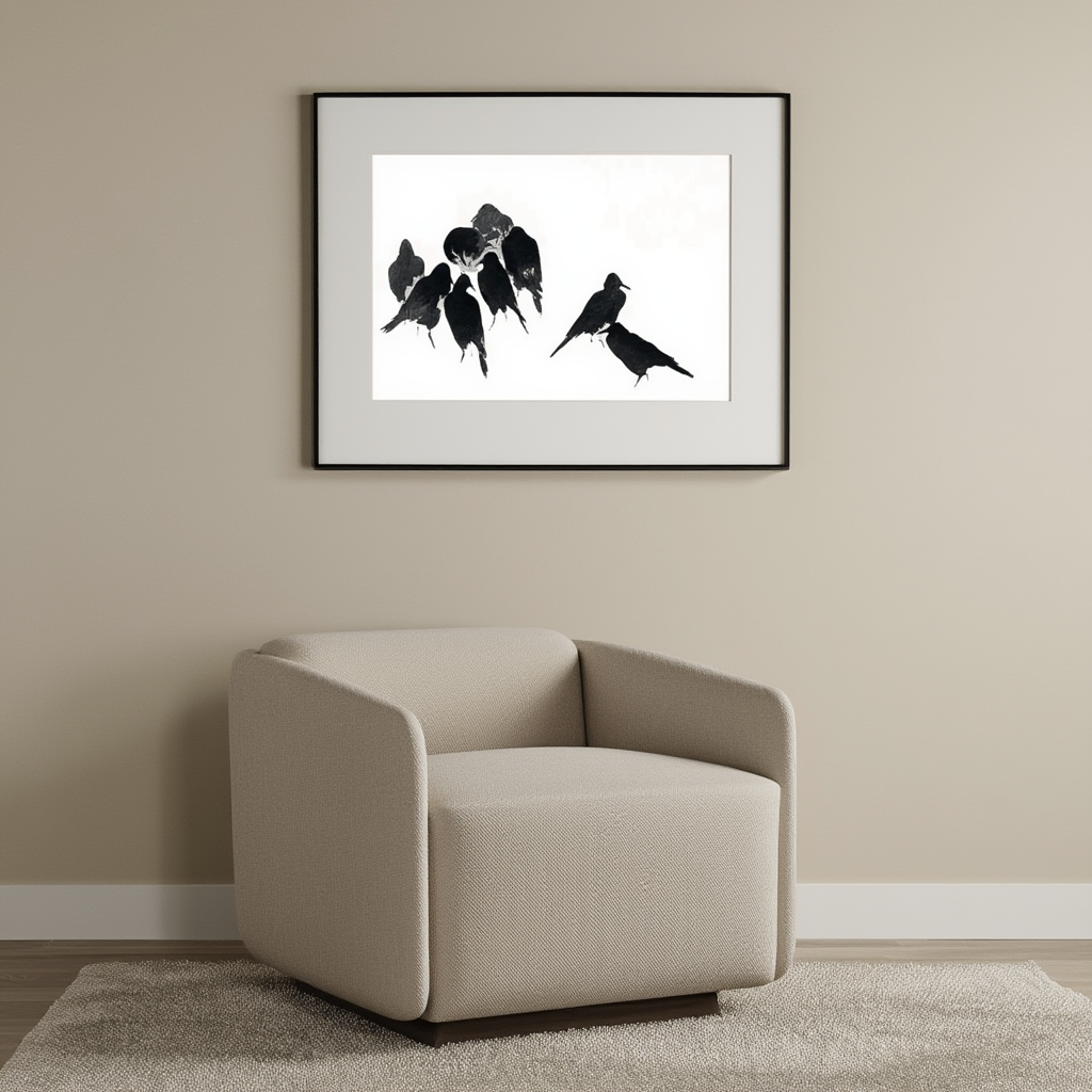 Japanese Crows by Watanabe Seitei – Traditional Japanese Bird Art Print