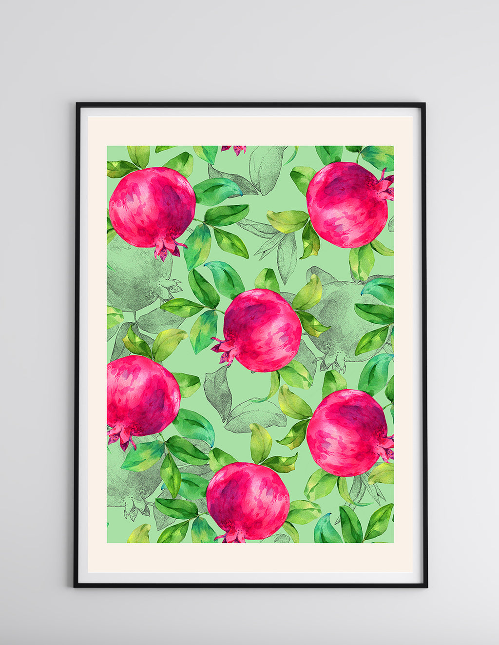 Green & Pink Floral Garden Art Print