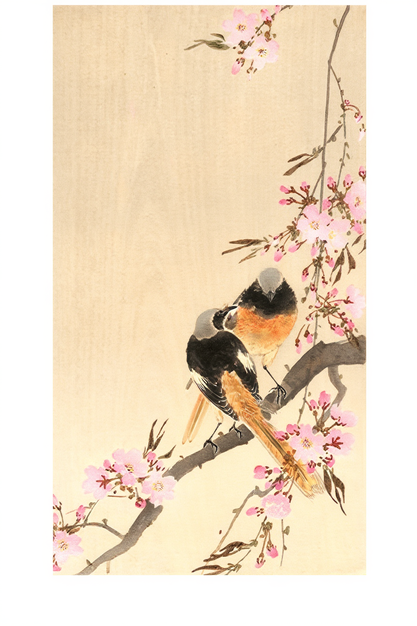 Ohara Koson - Rødstart på Cherry Blossom