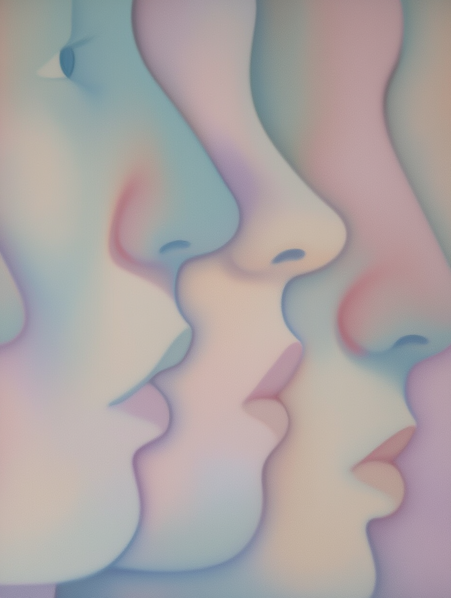 Figurative Faces – Colorful Modern Abstract Art Print