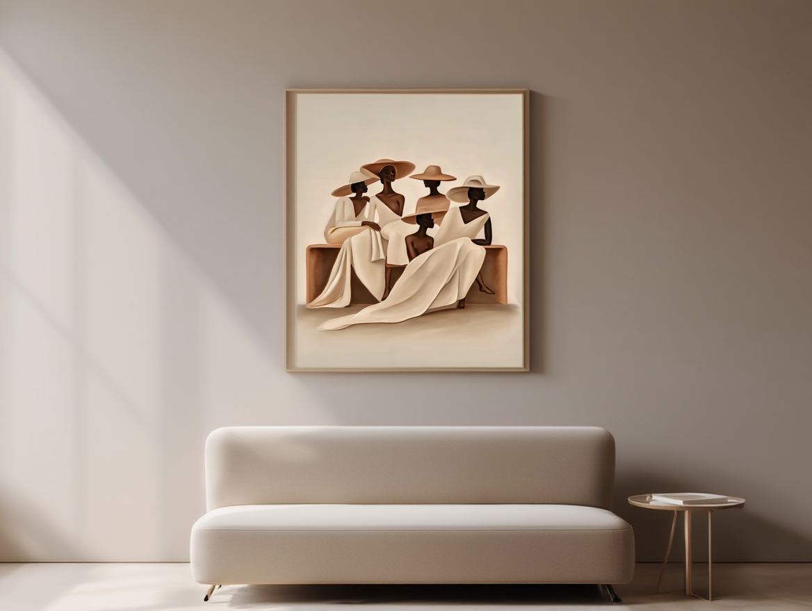Elegant Together – Black Women Sitting Print