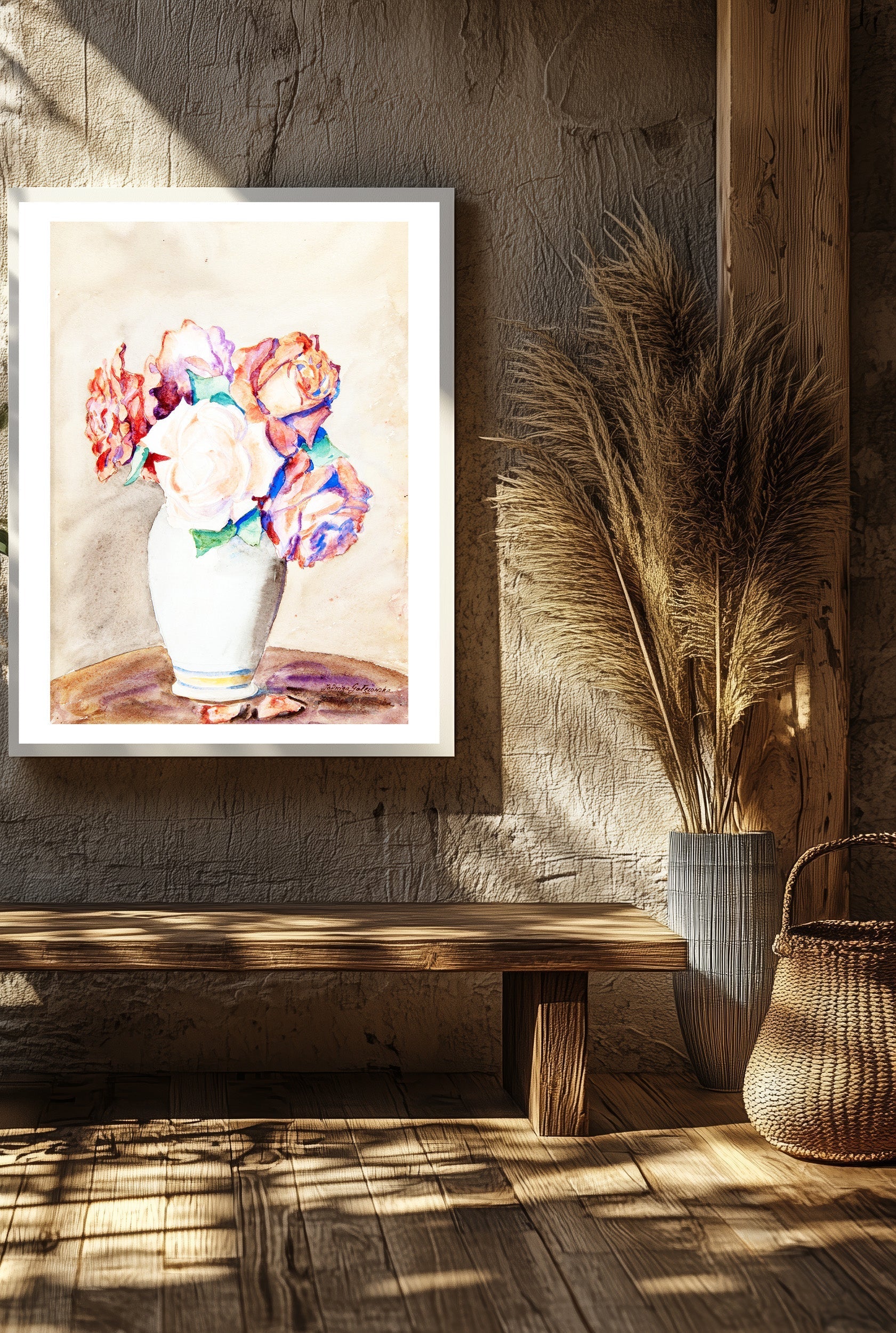 Roses in a White Vase