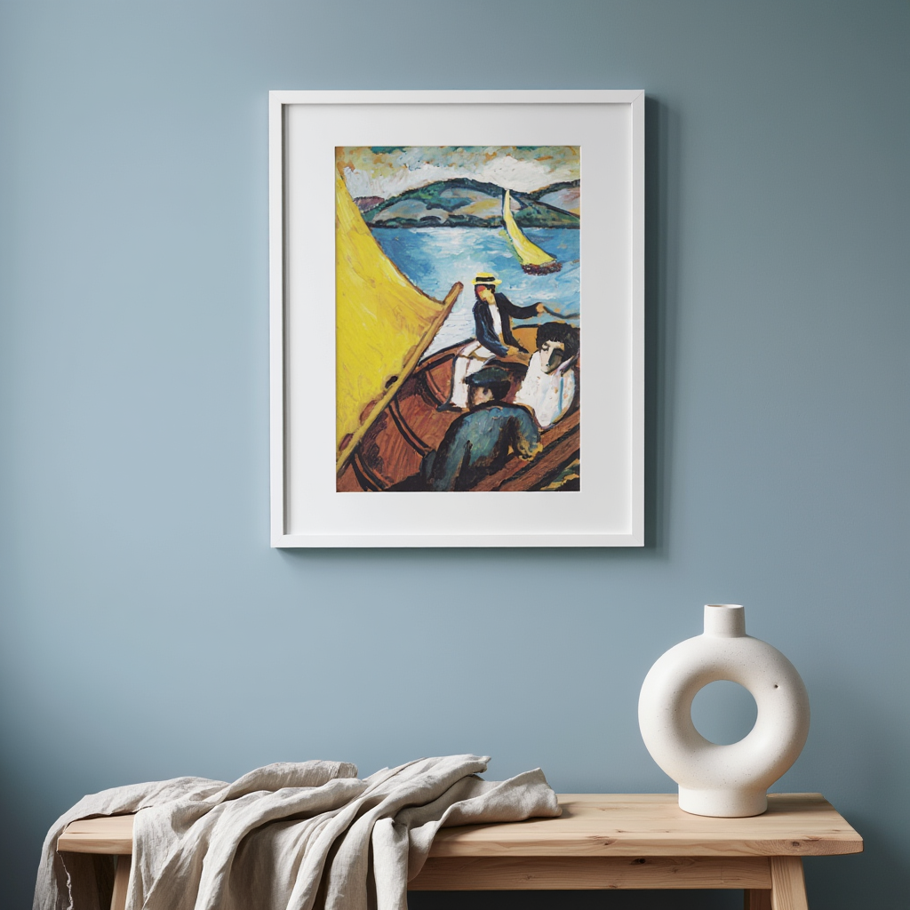 August Macke – Sailing Boat on the Tegernsee - Vibrant Expressionist Landscape Print