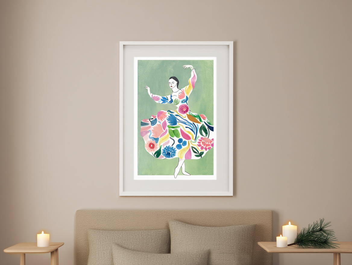 Dancing Woman – Christmas Living Room Art Print