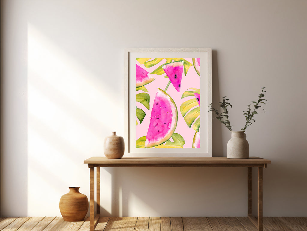 Modern Pink Watermelon Botanical Wall Art
