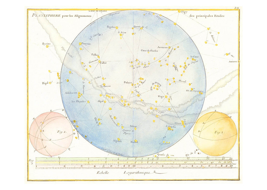 Planisphere pour les Alignements des Principales Etoiles - Hakyarts