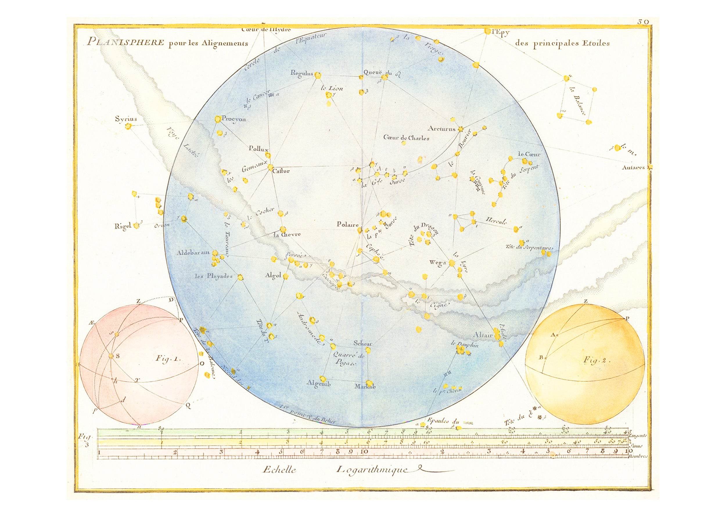Planisphere pour les Alignements des Principales Etoiles - Hakyarts