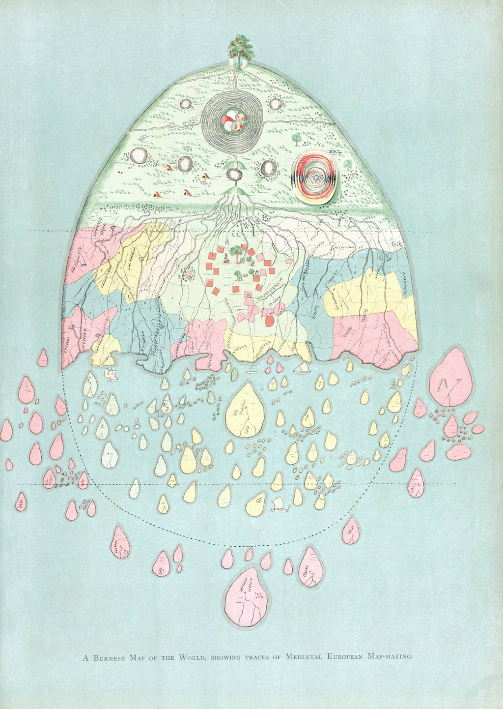 Burmese Map of the World - Hakyarts