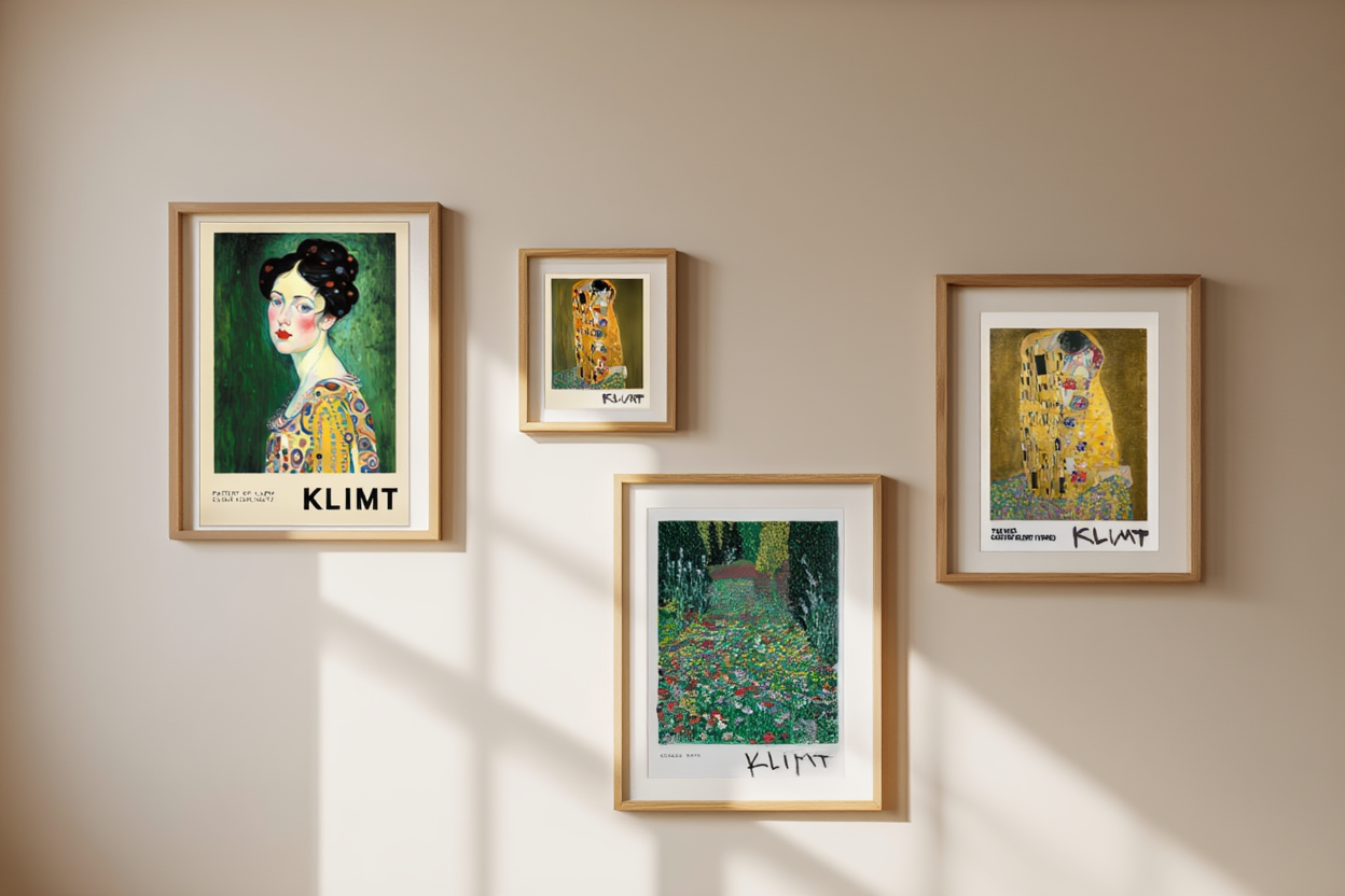 Gustav Klimt Art Print – 4 Golden Wall Art Prints | Elegant Gallery Wall Décor for Living Room, Bedroom & Office