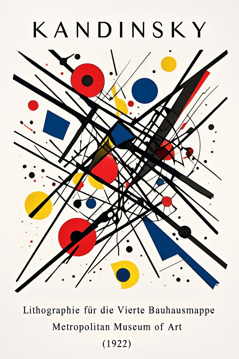 Kandinsky Geometric Abstract – 6 Modern Bauhaus Prints -Colorful Composition Gallery Wall Set for Living Room, Bedroom, or Office