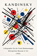 Kandinsky Geometric Abstract – 6 Modern Bauhaus Prints -Colorful Composition Gallery Wall Set for Living Room, Bedroom, or Office - Hakyarts