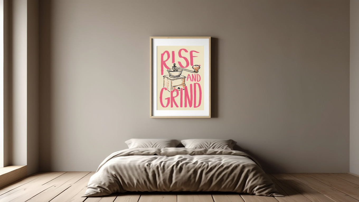 Rise and Grind – Coffee Typography Print