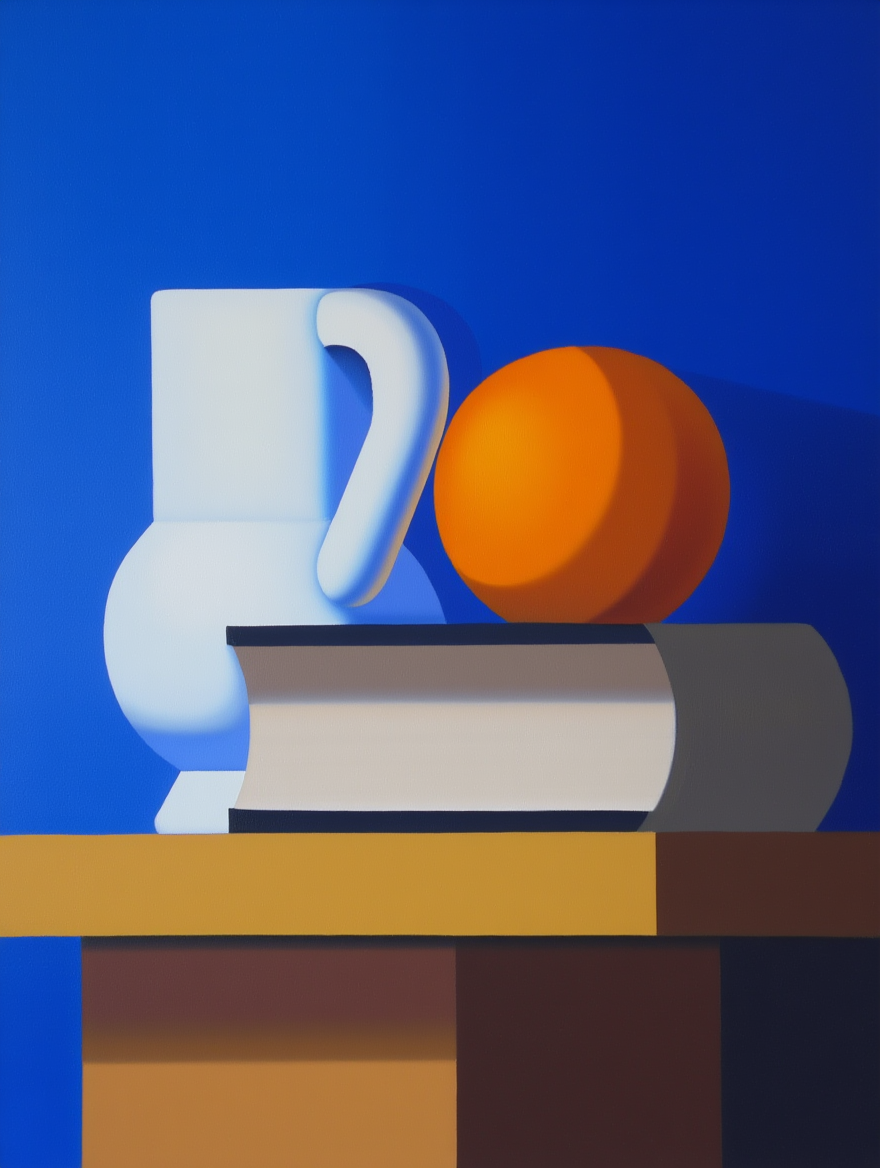 Vilhelm Lundstrøm – Still Life with White Jar, Orange and Book