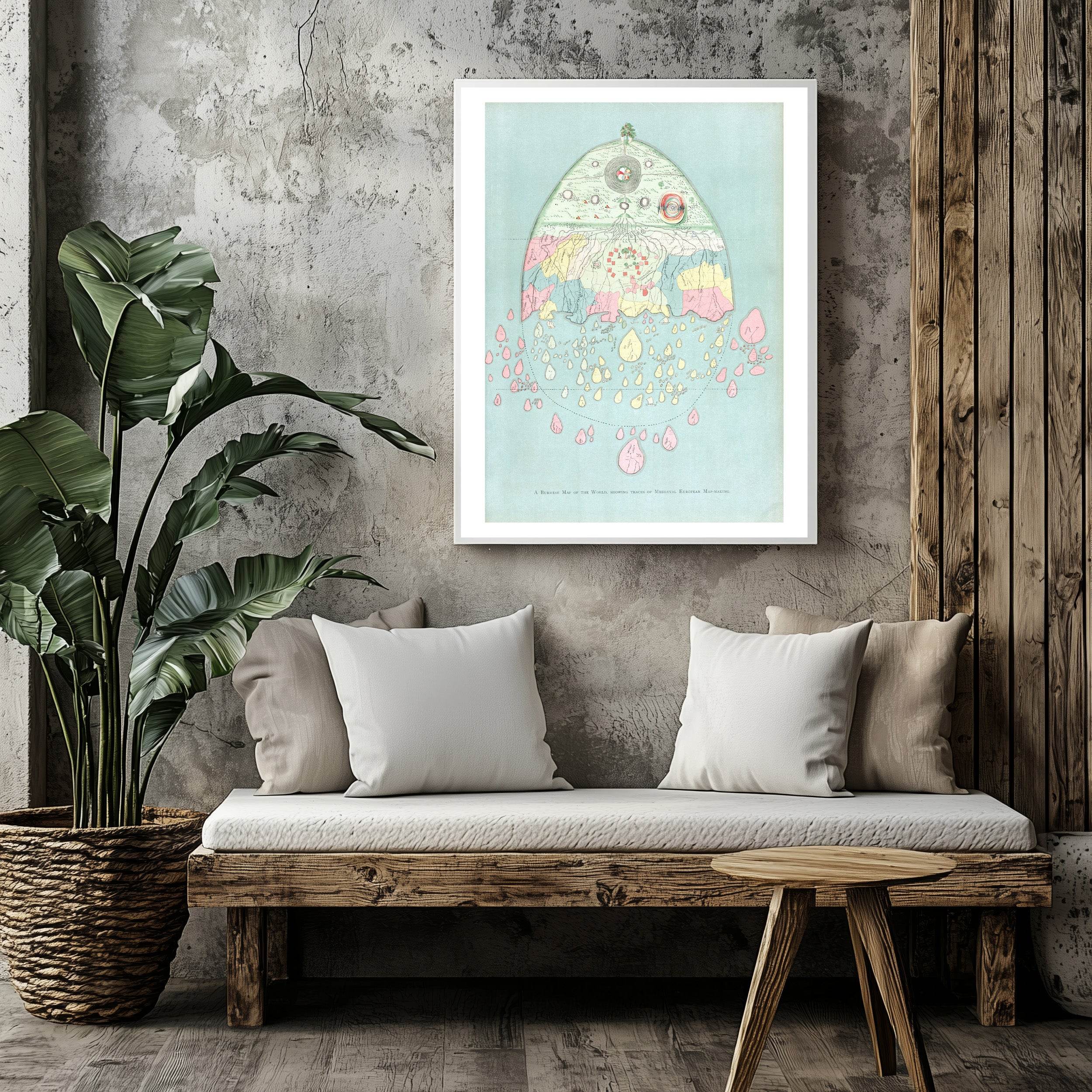 Burmese Map of the World - Hakyarts