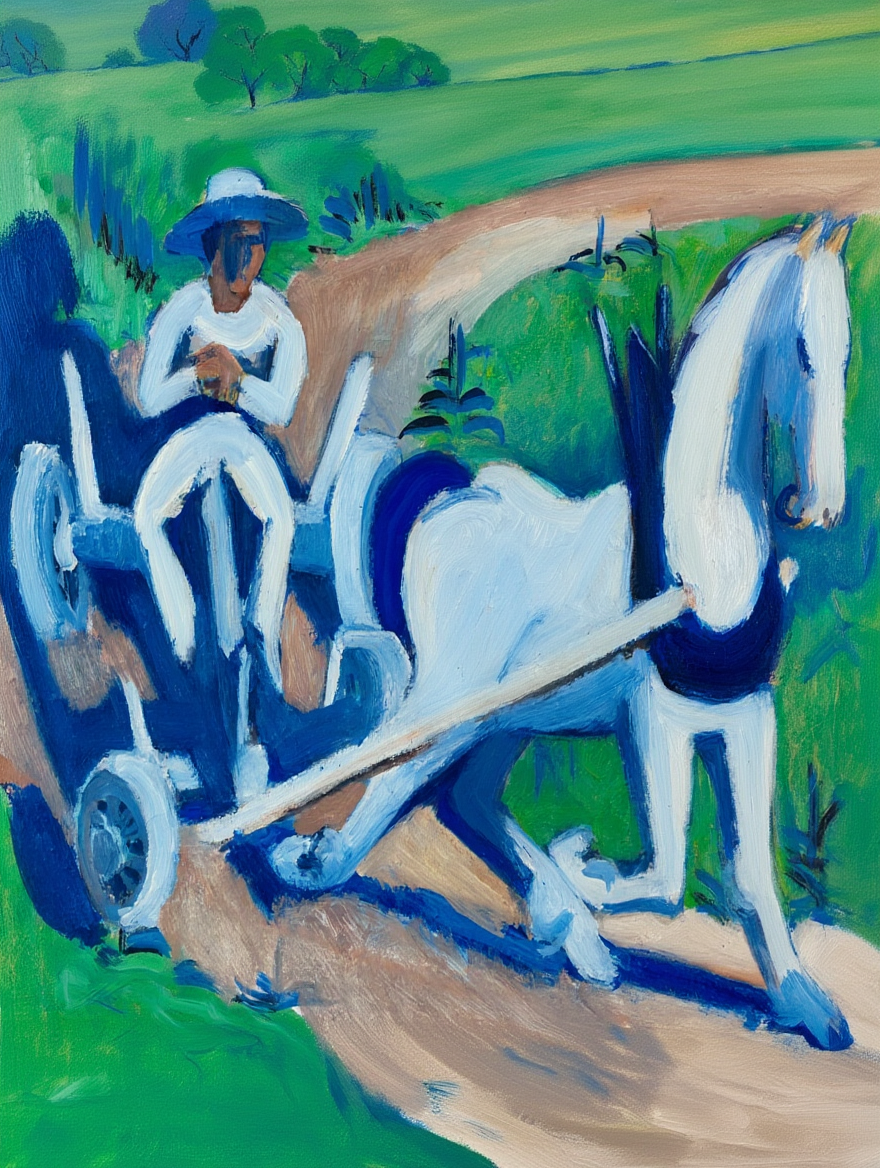 Ernst Ludwig Kirchner - Bondevogn med hestetapet | HakyArts
