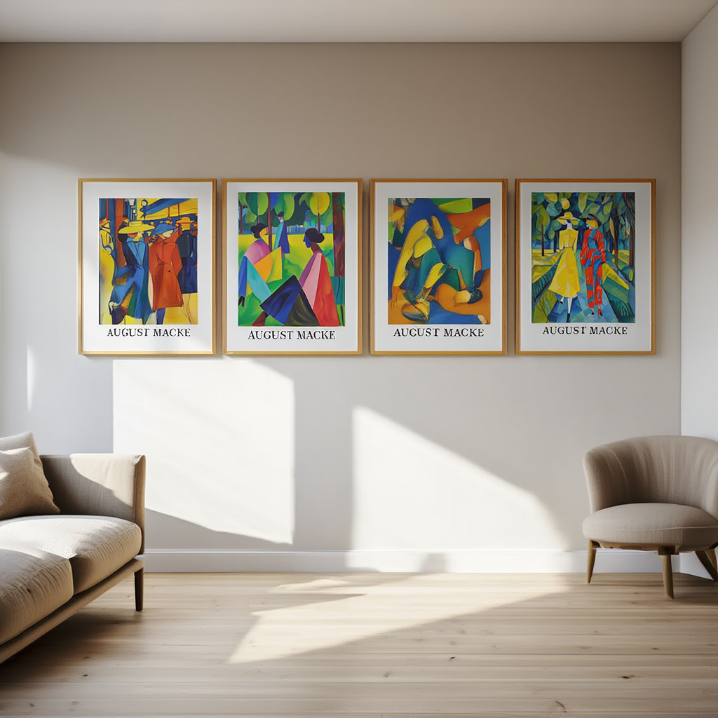 August Macke Wall Art – 4 Modern Expressionist Prints | Colorful Gallery Wall for Living Room, Bedroom, or Office