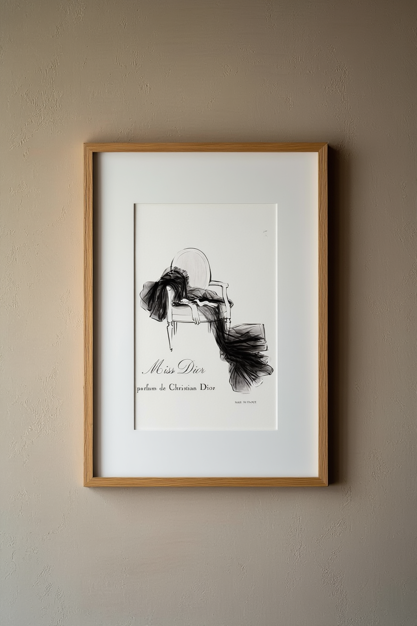 Vintage 'Miss Dior ' Illustration Poster