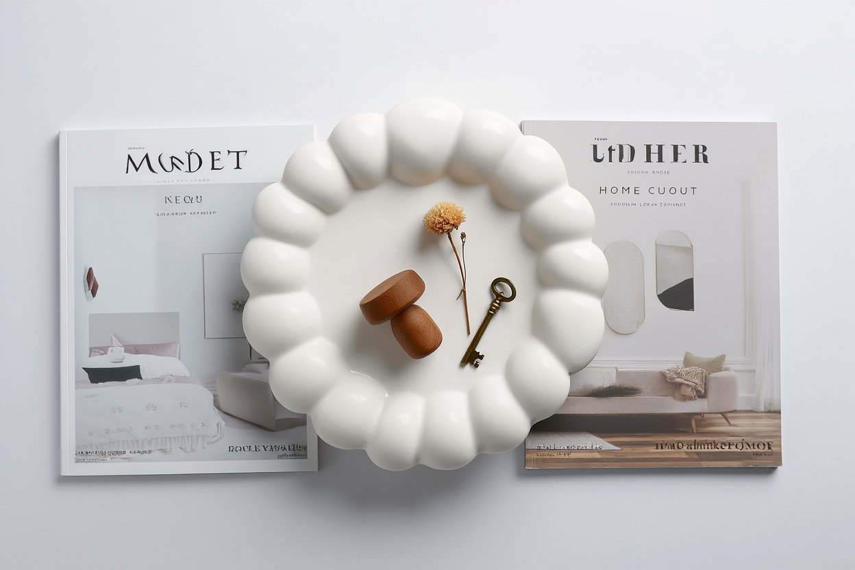 Minimalist Bubble Tray Coaster – White Cream Plaster Home Decor