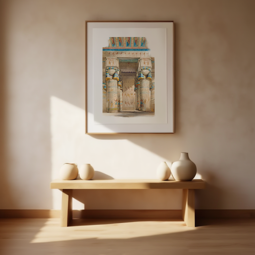 The Temple of Dendera by David Roberts – 19th-Century Orientalist Architectural Art Print - Hakyarts