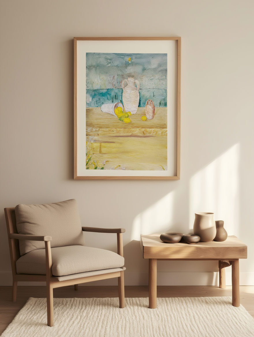 Still Life with Stone Jugs and Lemons – Emil Kraus | Vintage Art Print