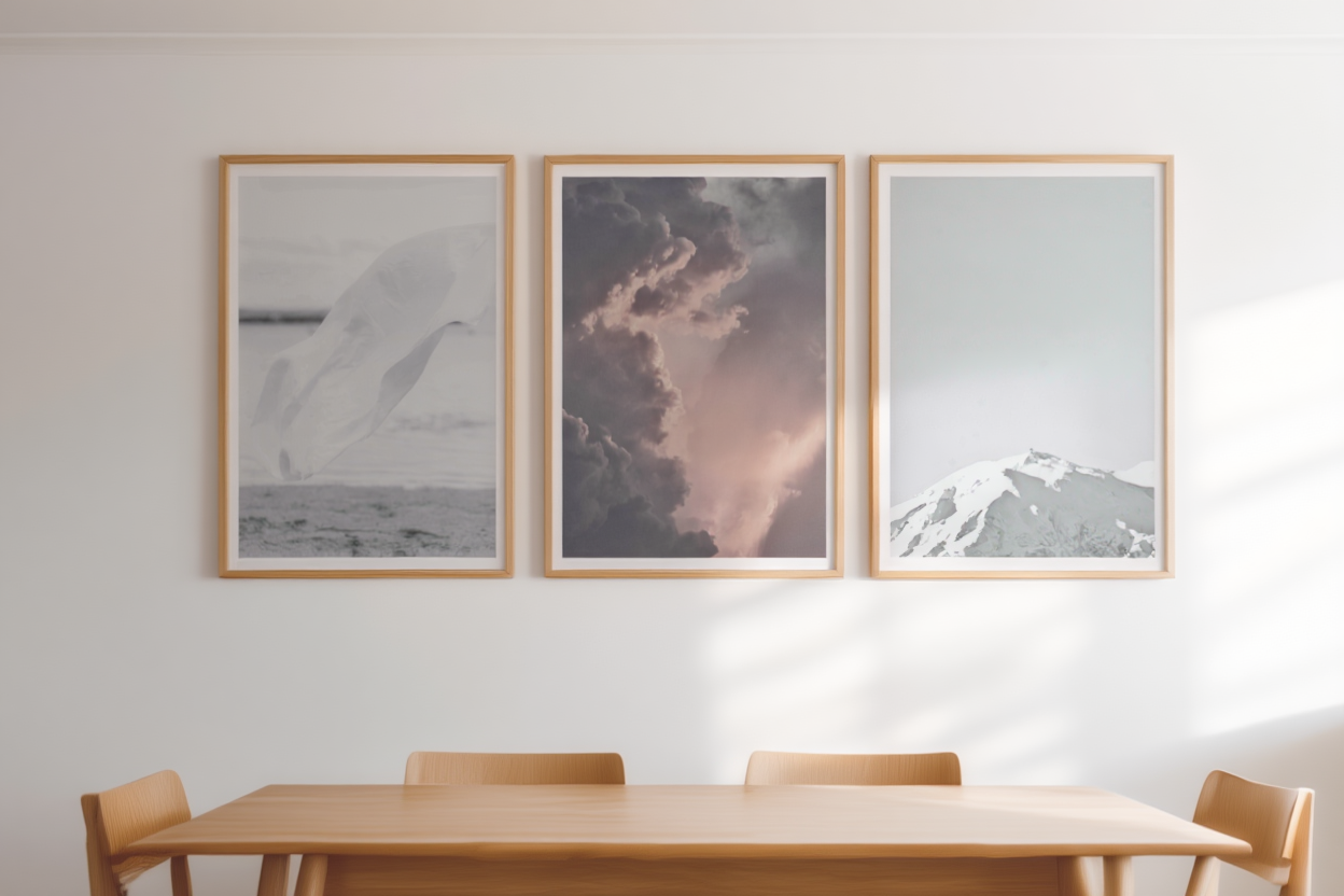 Monochrome Skies: 3 Black & White Cloud Prints Set