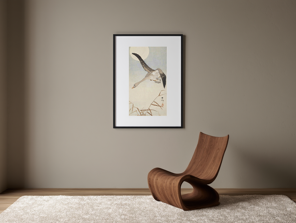 Ohara Koson - Goose Flying in Moonlight Poster