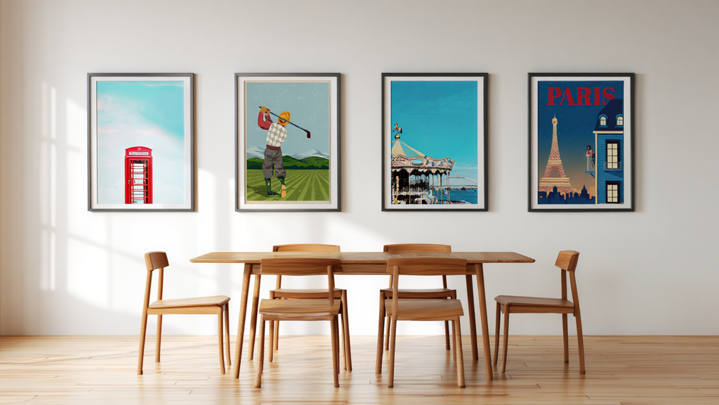 Retro Revival – 4-Piece Mid-Century Wall Art Set