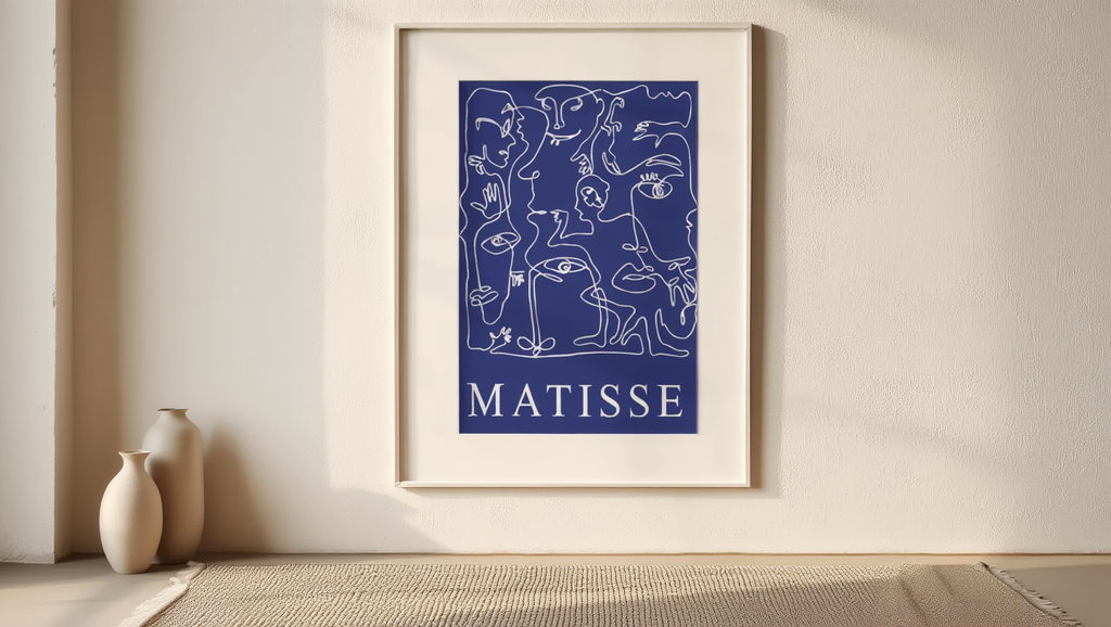 Matisse – Yves Klein Blue Abstract Faces – Art Print