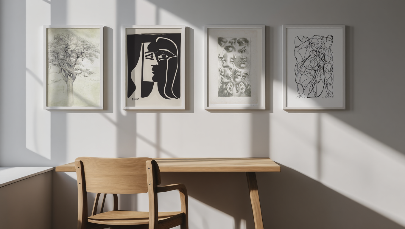 Sleek Lines – Set of 4 Black & White Art Prints