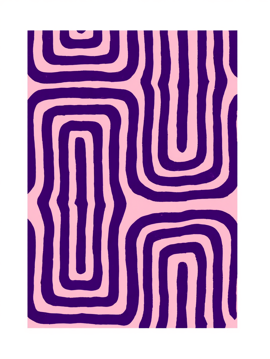Geometric Maze Bold Purple Abstract Art Poster