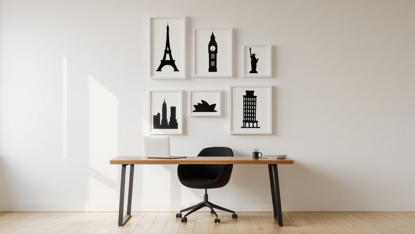 Famous Landmarks Silhouette Collection – Dining Room Set of 6